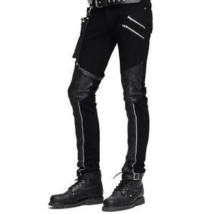 Devil Fashion Punk Leather Pants Men With Hip Holster Pocket Casual Vintage Halloween Stitched Casual Pants Men Tactical Pants