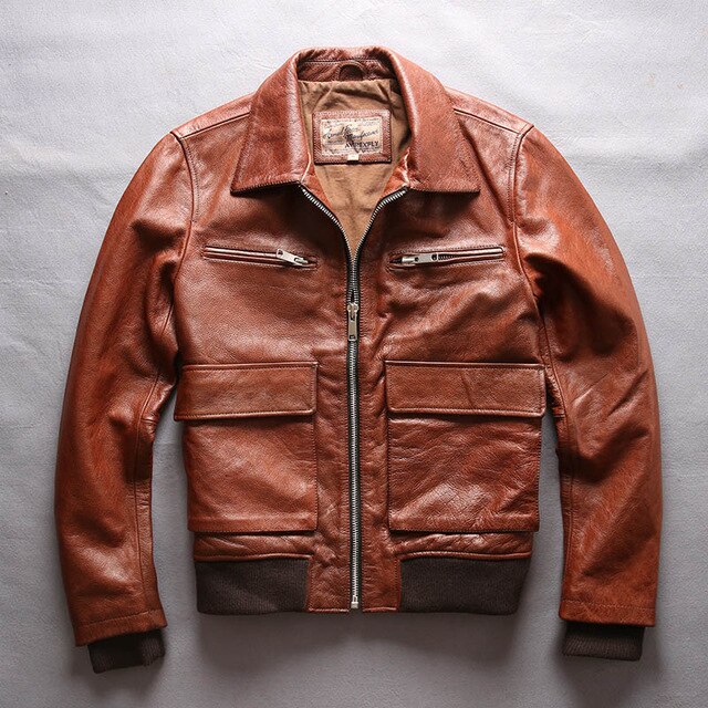 AVIREXFLY 2018 New Men Genuine Cow Riding Leather Jacket Fashion