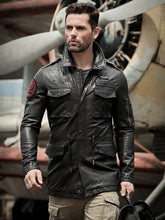 Load image into Gallery viewer, Men's Winter Real Genuine Leather long Jackets Motorcycle Flight Pilot Bomber Jackets For Men Outdoor Jacket Male Aviator Coats