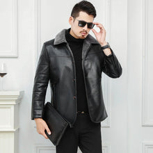 Load image into Gallery viewer, big size 6XL high quality Men's Real Leather Bomber Jacket with  Fur Collar Genuine Leather Pigskin Jackets Winter Warm Coat Men