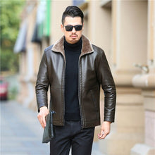 Load image into Gallery viewer, youth plus size new genuine leather coat for men sheepskin leather hooded jacket winter jackets for men free shipping 2019 new
