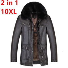 Load image into Gallery viewer, 2 in 1 10XL 8XL 6X Men Genuine Leather jackets Brand 2019 New Men Wool Liner Winter Warm Coats Luxury Male Cow leather Outerwear