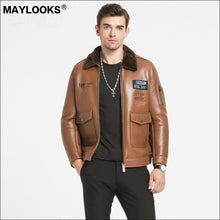 Load image into Gallery viewer, Maylooks 2019 autumn and winter new eco skin and fur sheep skin men's real leather jacket, air service fashion, fashionable WS95