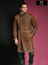 Load image into Gallery viewer, Real Sheepskin Fur Coat Genuine Leather Male Casual Winter Thick Double Breasted Jacket Black Green Warm Men Fur Long Outwear
