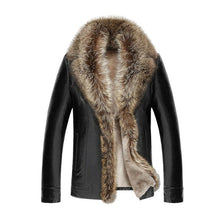 Load image into Gallery viewer, 2018 Winter Fur Leather Jacket Men Fashion Warm Leather Jacket Men Lapel Cashmere Male Thick Motorcycle Leather Coat 4XL 5XL 50