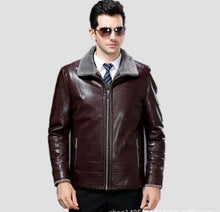 Load image into Gallery viewer, Men Winter High quality comfort leather jacket mens 2017 New spring turn down collar genuine leather jacket outerwears M-3XL