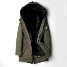 Load image into Gallery viewer, Real Black Wolf Fur Coat Men Winter Warm Fur Coat Hooded Long Style Jacket Thick Real Fur Coat Natural Fur Men Winter Outerwear