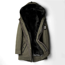 Load image into Gallery viewer, Real Black Wolf Fur Coat Men Winter Warm Fur Coat Hooded Long Style Jacket Thick Real Fur Coat Natural Fur Men Winter Outerwear