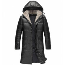 Load image into Gallery viewer, 100% Sheepskin Coat For Men Long Mens Genuine Leather Jacket Fur Collar Jackets Winter Thicken Zip Overcoat Large Size Coats 5XL