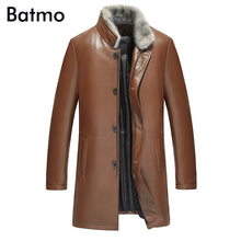 Load image into Gallery viewer, BATMO 2018 new arrival winter high quality sheepskin&amp;mink fur collar white duck down jackets men,men's real leather trench coat