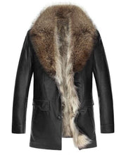 Load image into Gallery viewer, New arrival Men's High quality Sheepskin Leather Coat raccoon fur Collar Warm Genuine leather winter jacket men real fur Lining
