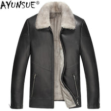 Load image into Gallery viewer, AYUNSUE Genuine Leather Jacket Men Natural Mink Fur Coat Winter Jacket Men Luxury Cow Leather Jackets Chaqueta LSY069068 MY1444