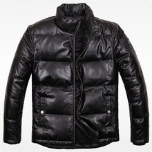 Load image into Gallery viewer, 2019 New Arrival Sheepskin Genuine Leather Duck Down Jacket High Quality Winter Short Male Coat Stand Collar Chaqueta De Cuero
